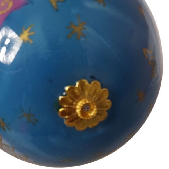 Li BIEN Hand-Painted Glass Ornament Angels Design & Red Velvet Gift Box 4x4 - Picture 6 of 11